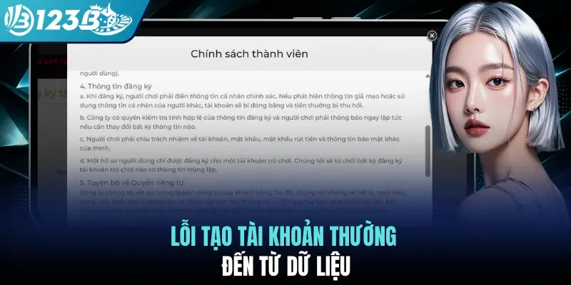Lỗi tạo tài khoản thường đến từ dữ liệu