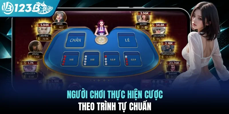 Người chơi thực hiện cược theo trình tự chuẩn