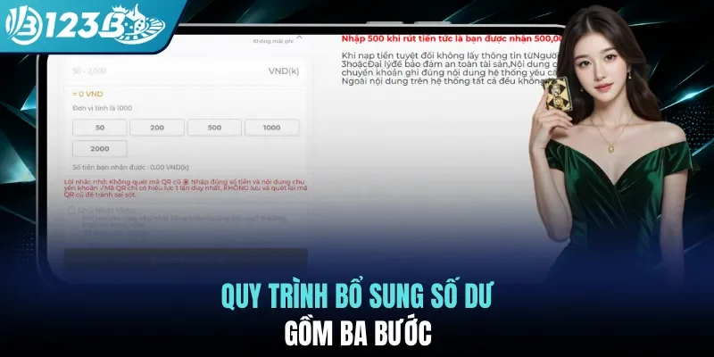 Quy trình bổ sung số dư gồm ba bước