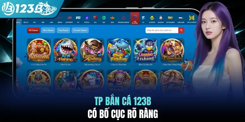 TP bắn cá 123B có bố cục rõ ràng